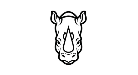 Obraz premium Black and White Rhino Head Illustration.
