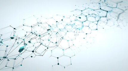 Obraz premium Abstract Molecular Network Structure with Glowing Connections and Hexagonal Patterns.
