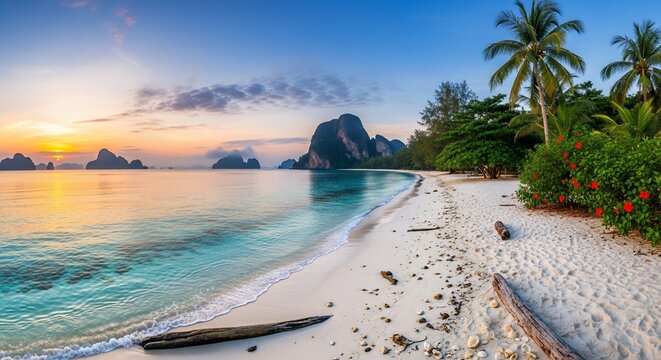 Coastal beach landscape panorama