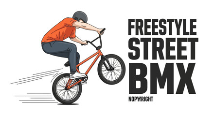 Fototapeta premium Freestyle Street BMX Stunt Illustration Demonstrating Extreme Cycling Skills Perfectly