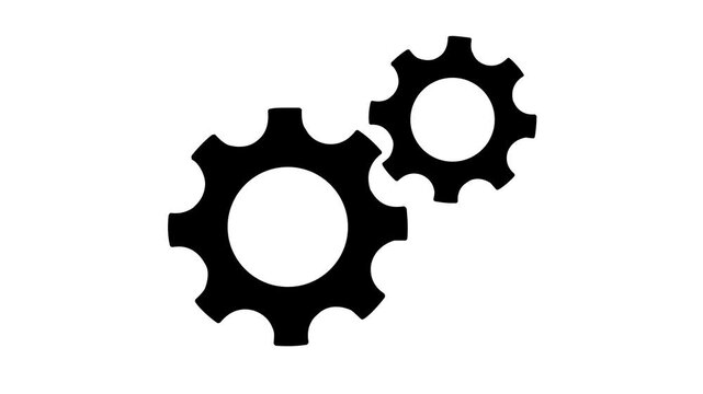 Update glowing setting icon setup animation. setting icon with spinning gears icon animated. Technology gear icon concept animation. on a White background
