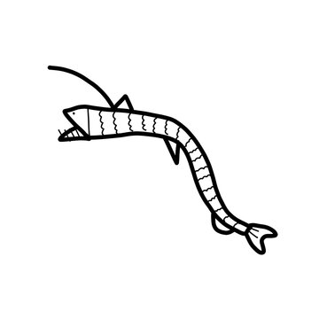 Sloane's viperfish animal nature north america organic line hand drawn black and white
