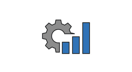 Fototapeta premium Gear and bar chart graph icon.