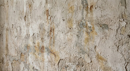 Obraz premium Closeup of a weathered concrete wall with rust stains and cracks