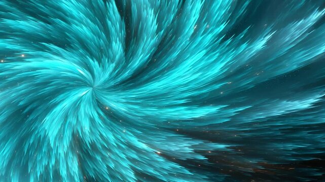 Blue patterns swirl in a galaxy while bright stars shine in the dark space background during an energetic cosmic movement