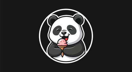 Cartoon panda eating ice cream cone © Gulung