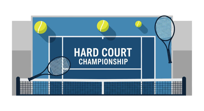 Hard Court Championship: A Vibrant Tennis Illustration Design for Sports Enthusiasts