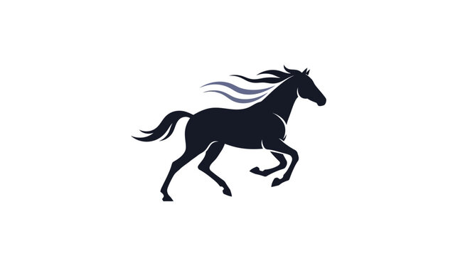 Running Horse Silhouette with Flowing Mane.
