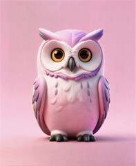 Fototapeta premium a drawing of an owl in purple and pink tones, a predatory night bird. vector graphics, artificial intelligence generator, AI, neural network image. background for the design