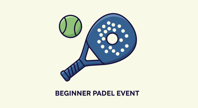 Illustrated Representation Of Padle Event Featuring Racket And Ball For Beginners Sports
