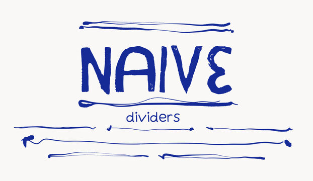 Naive Dividers Hand Drawn Doodle Childish Lines or Scroll Illustrations Modern Scribble Style for Logo Design Isolated Vector Set