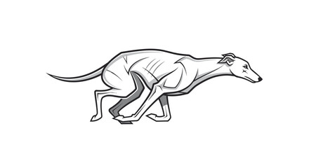 Fototapeta premium Greyhound dog running minimalist vector icon black and white