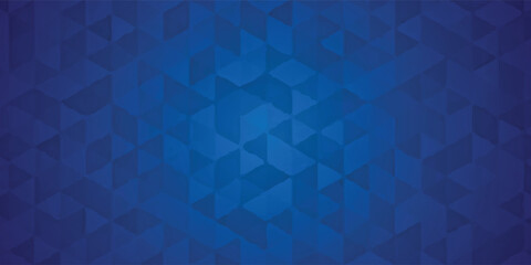 Fototapeta premium Abstract background with vibrant deep blue glowing triangle mosaic.