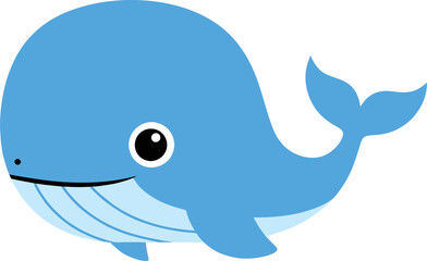Naklejka premium A Friendly Blue Whale: A Simple Cartoon Illustration