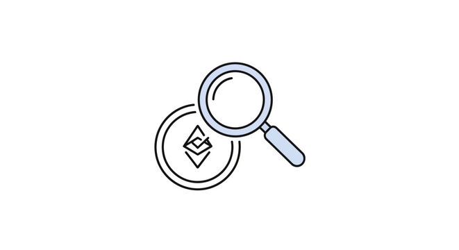 Magnifying glass on a coin symbol.