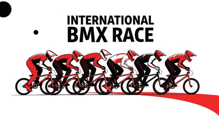 Fototapeta premium International BMX Race Event Featuring Athletes Riding Bicycles in Dynamic Motion