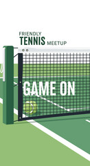 Obraz premium Inviting Imagery: Tennis Tournament Invitation, Featuring Net and Ball, Game On Announcement