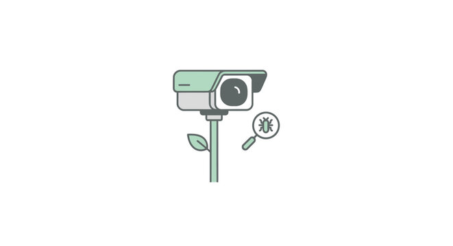 Security camera on a pole outside.