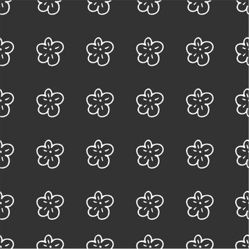 Simple flower seamless doodle p attern on dark background
