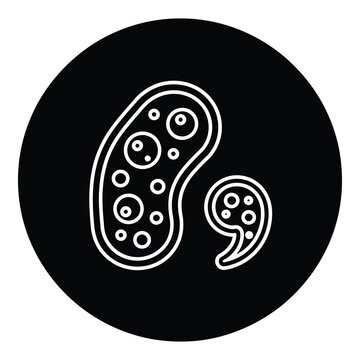 Kidney and ureter icon with bubbles inside human organ  medical symbol icon