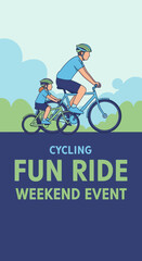 Fototapeta premium Joyful Family Cycling Adventure Weekend Fun Ride Event Illustration
