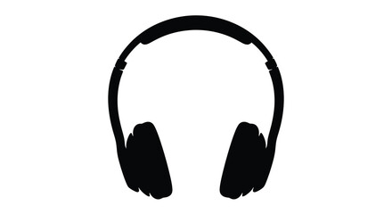 Black headphones displayed against a white background a striking silhouette © MD