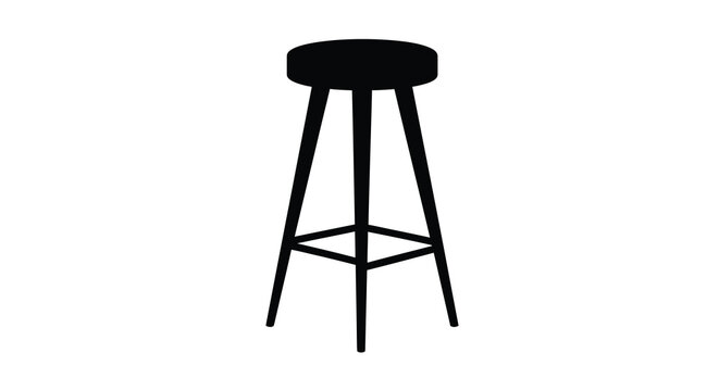 Simple black bar stool depicted in a stark graphic silhouette