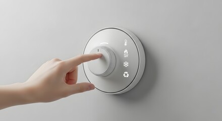 Fototapeta premium Hand pressing eco energy button on modern smart panel