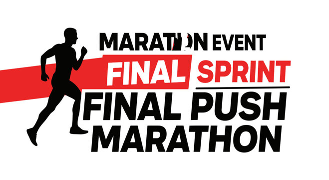 Marathon Event Final Sprint Finish Concept Depicting Athleticism, Competition And Endurance