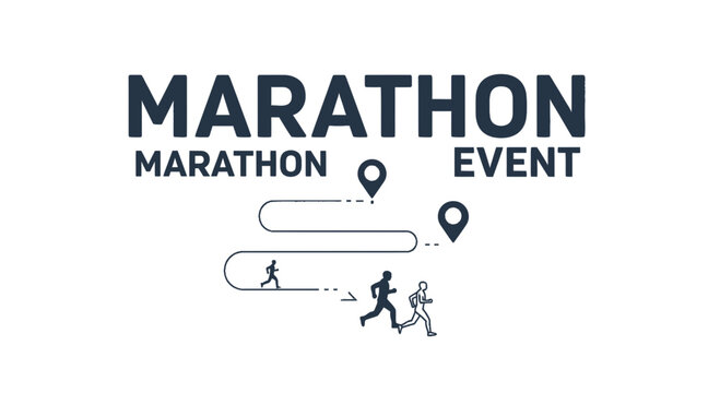 Marathon Event Route With Runners And Location Markers