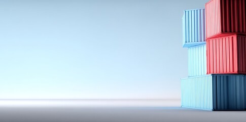 Obraz premium Minimalist stack of blue. container isolate background concept.
