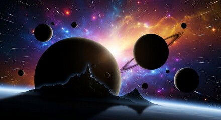 Planets in space fantasy artwork