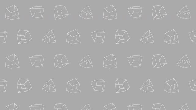 回転する幾何学ワイヤーフレームのシームレスループアニメーション背景