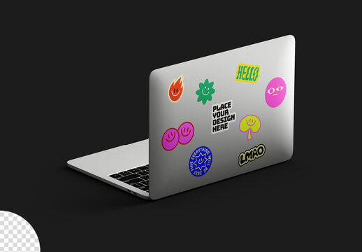 Stickers on a Laptop Mockup Isolated