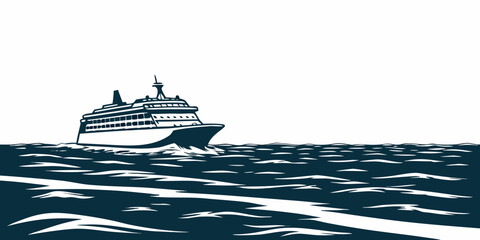 A large cruise ship sailing on the ocean with waves and water © AX
