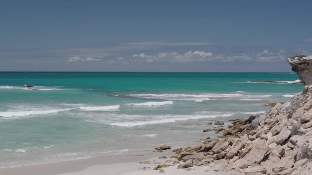 4k 60p footage of stunning golden sands meeting turquoise waters along Arniston&rsquo;s beautiful Overberg coastline, Western Cape, South Africa. Iconic, remote beach serenity.