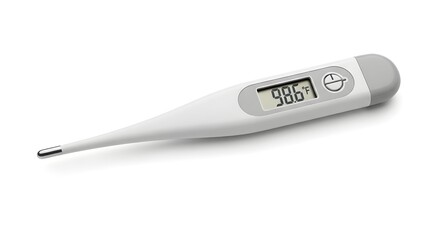 Digital thermometer on white background