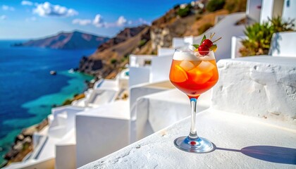 Fototapeta premium cocktail on the terrace of santorini