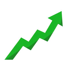 A green arrow pointing upwards in a zigzag pattern