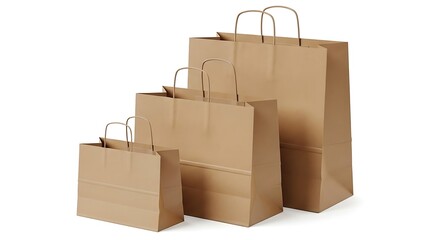 Brown paper bags in various sizes with handles