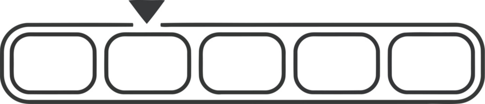 A simple black and white image of a tab indicator
