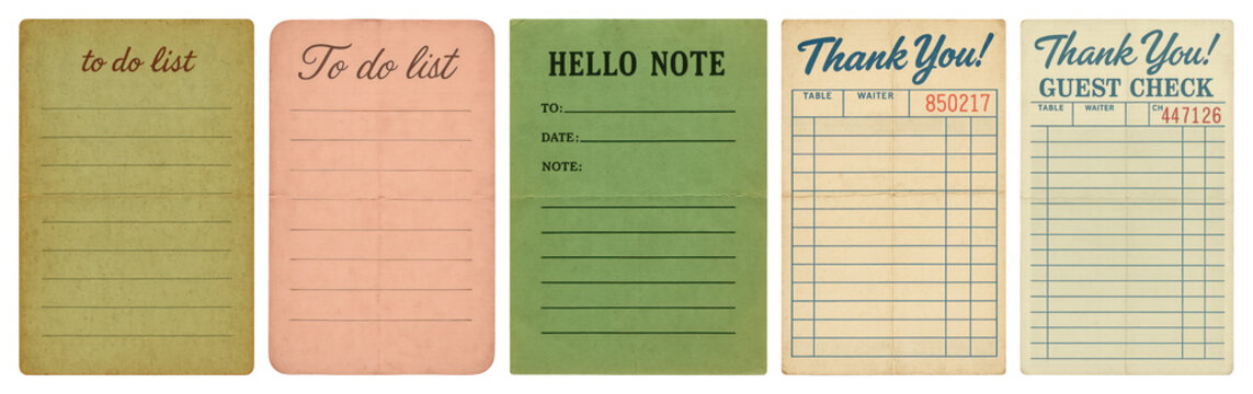 PNG Vintage note templates collection, transparent background