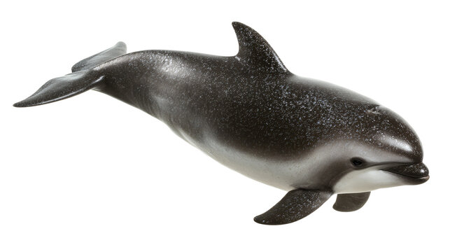 Vaquita porpoise swimming, isolated on a white background,