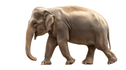 Obraz premium Asian elephant walking, isolated on a white background