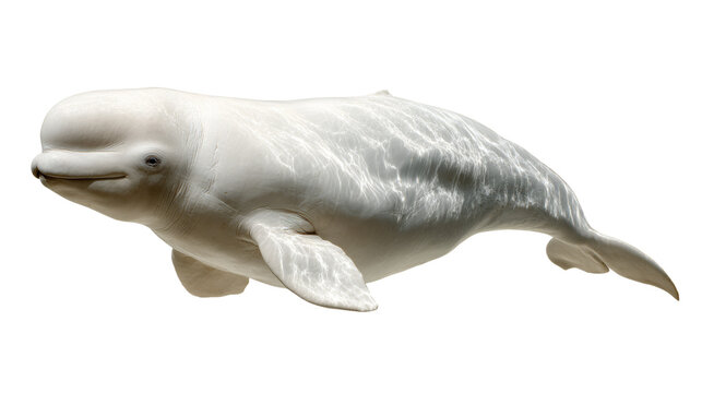 Beluga whale swimming pose, isolated on a white background
