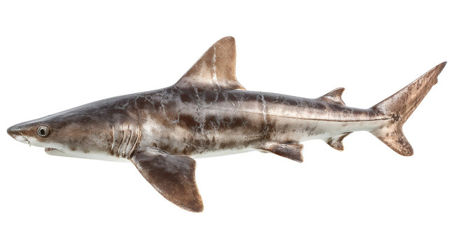 Oceanic whitetip shark swimming, isolated on a white background