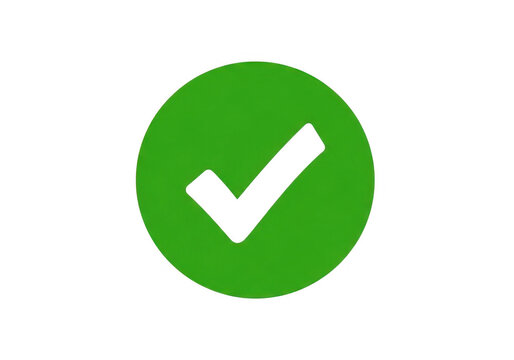 A vibrant green checkmark symbol indicating approval or success, isolated on transparent background
