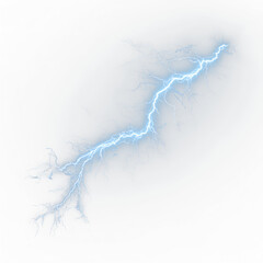 Bright Blue Electrical Lightning Bolt Isolated on Transparent Background. PNG