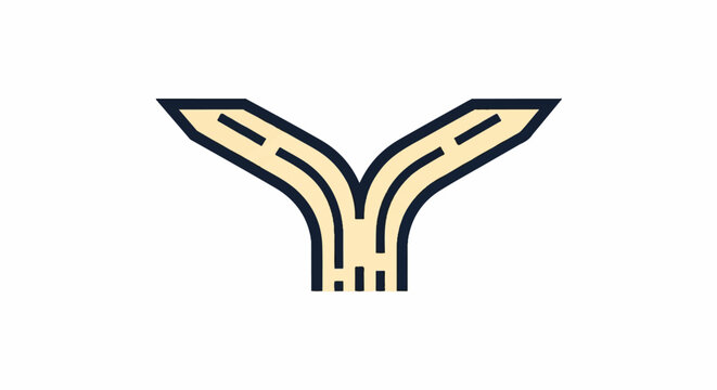 Stylized split road or path symbol, abstract representation of a fork