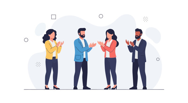 Diverse business people clapping hands in appreciation, celebrating success, teamwork, applause